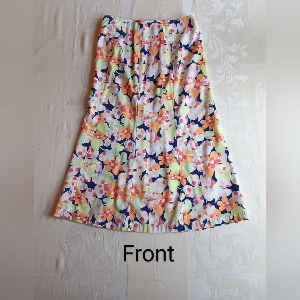 Talbots petites Mid-Length Floral Print Skirt Size 10